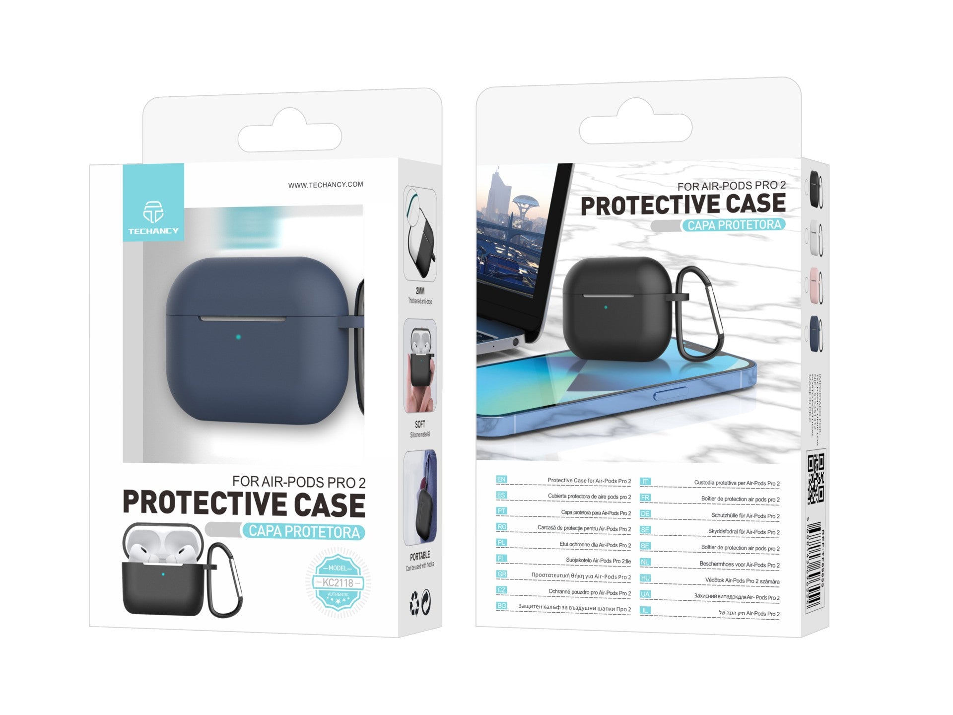 Techancy Kuulokkeiden suojakotelo AirPods Pro 2.ª geração – KC2118