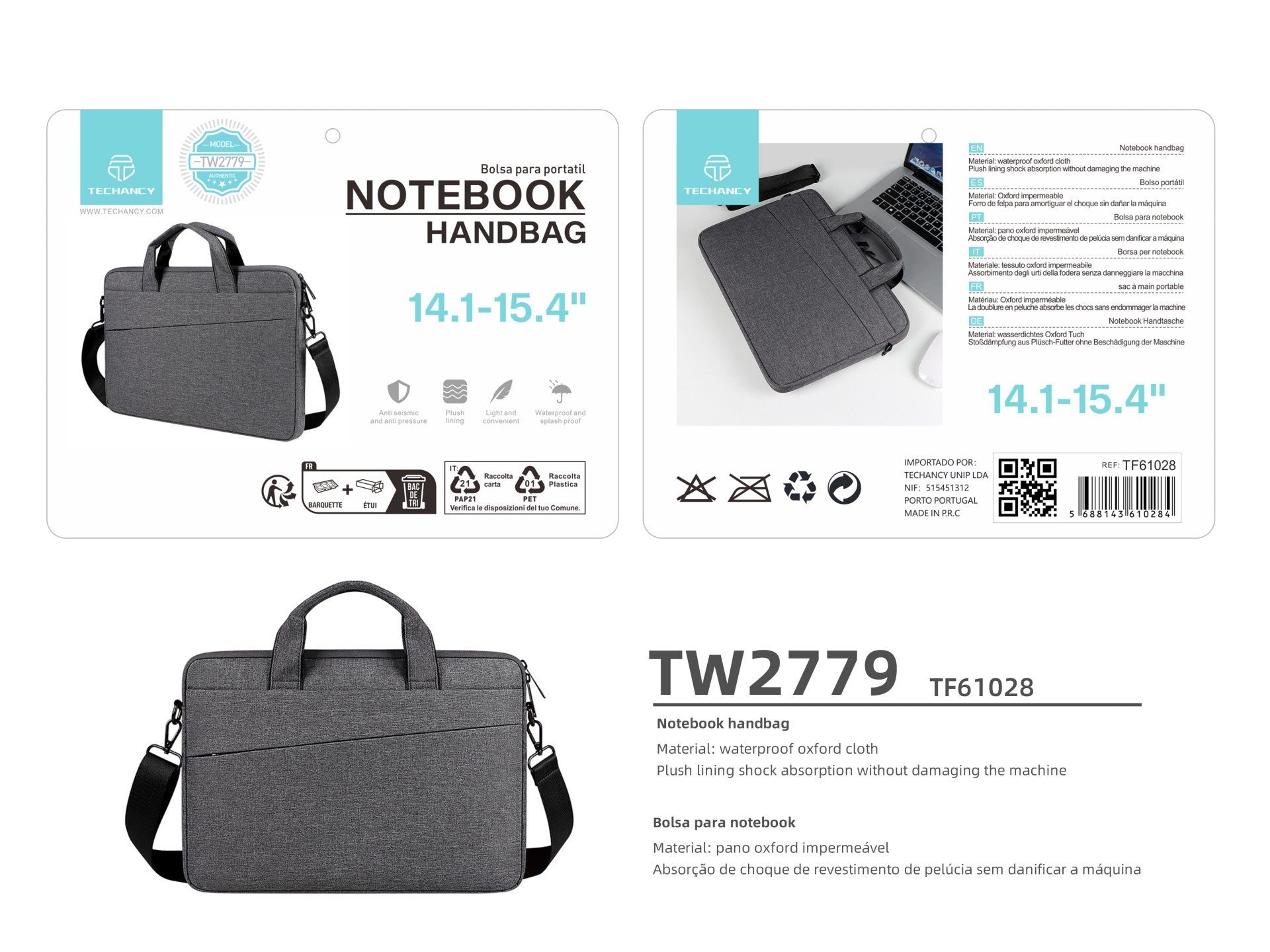 Techancy Kannettavan tietokoneen laukku – TW2779 – musta