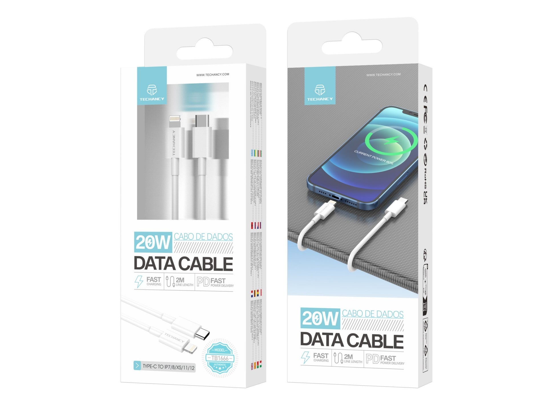 Techancy Lataus- ja datakaapeli 20 W – TB1666