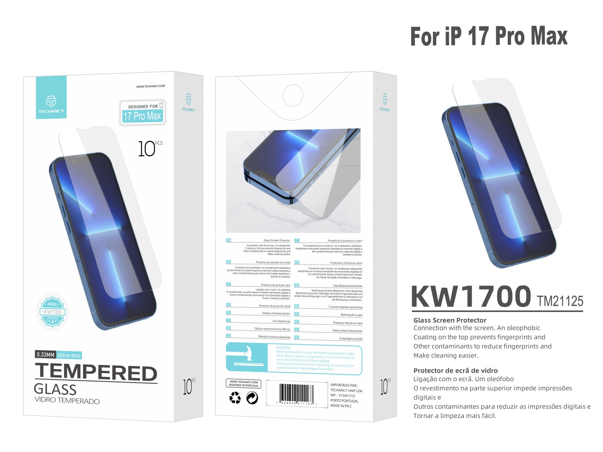 Techancy Panssarilasi iPhone 17 Pro Max – KW1700