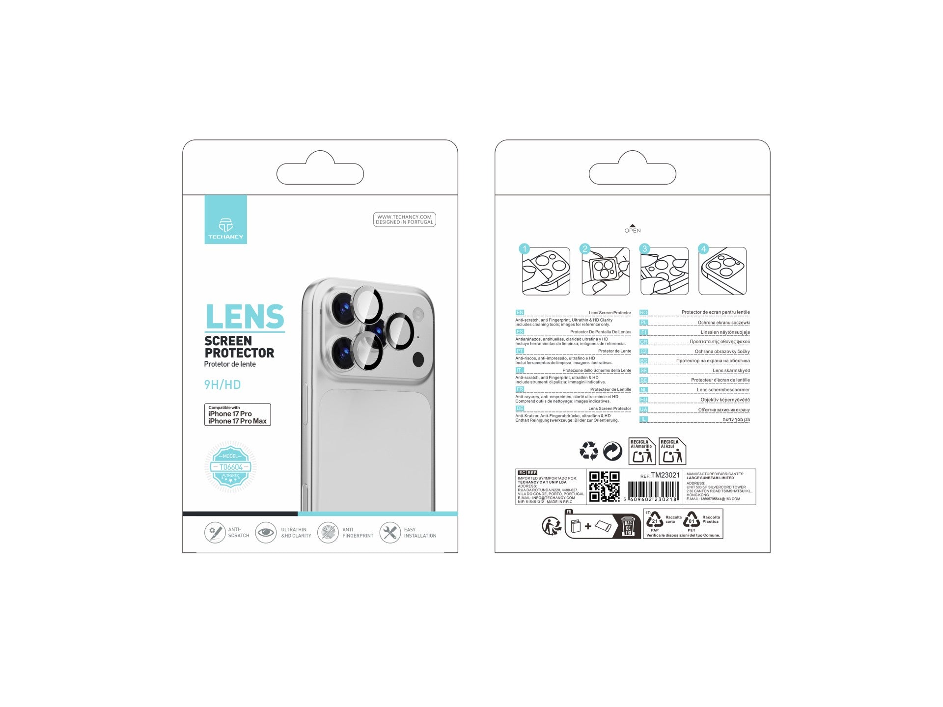 Techancy Kameran linssinsuoja iPhone 17 Pro e 17 Pro Max – TO6004