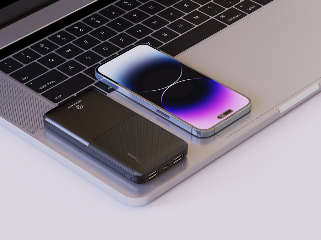 Techancy 10000mah Power Bank Preto TF2766，Carregamento Rápido De 2a, 2 Saídas Usb Para Telemóvel/Tablet.-3