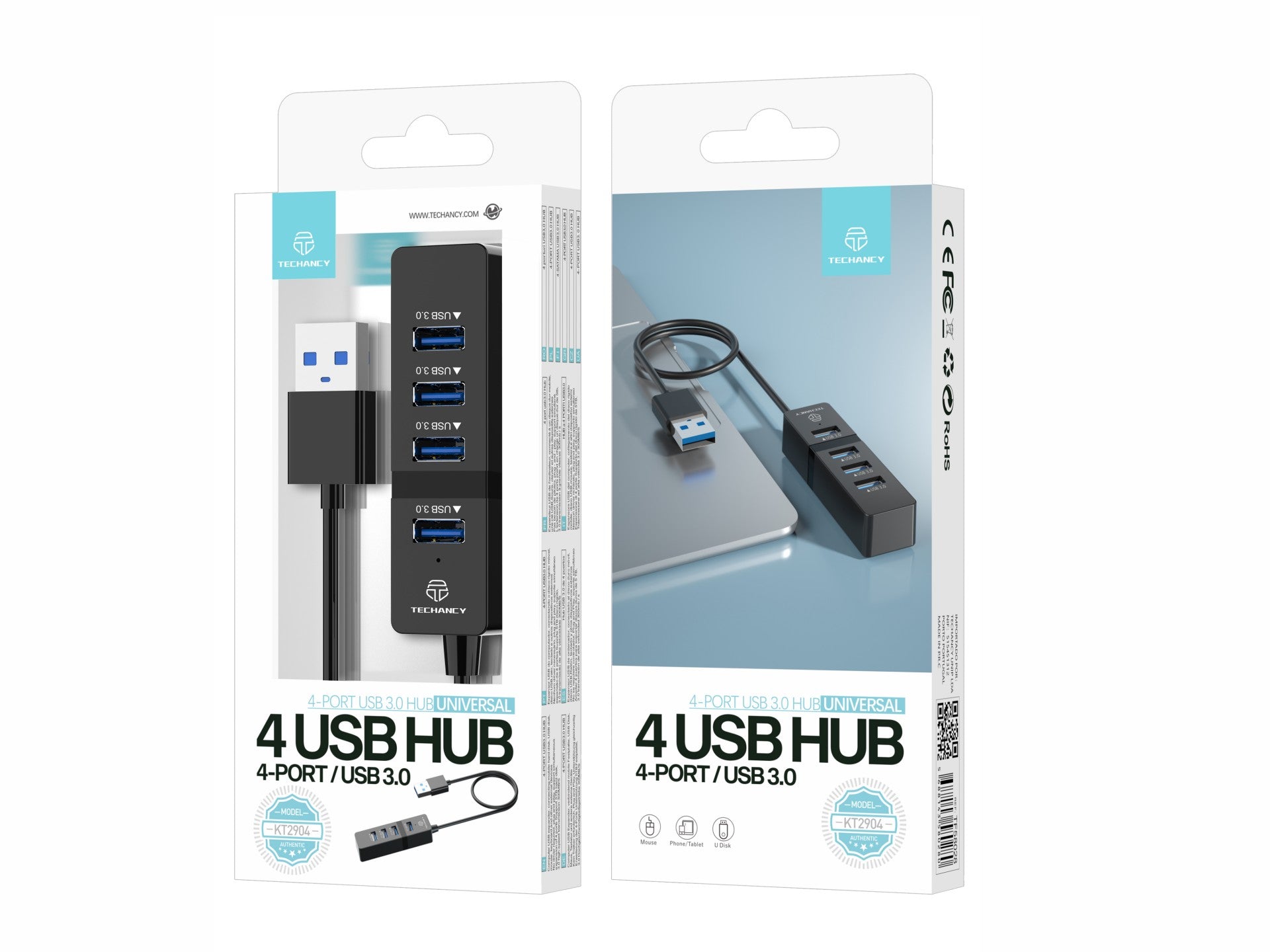 Techancy USB-hubi – KT2904 – musta