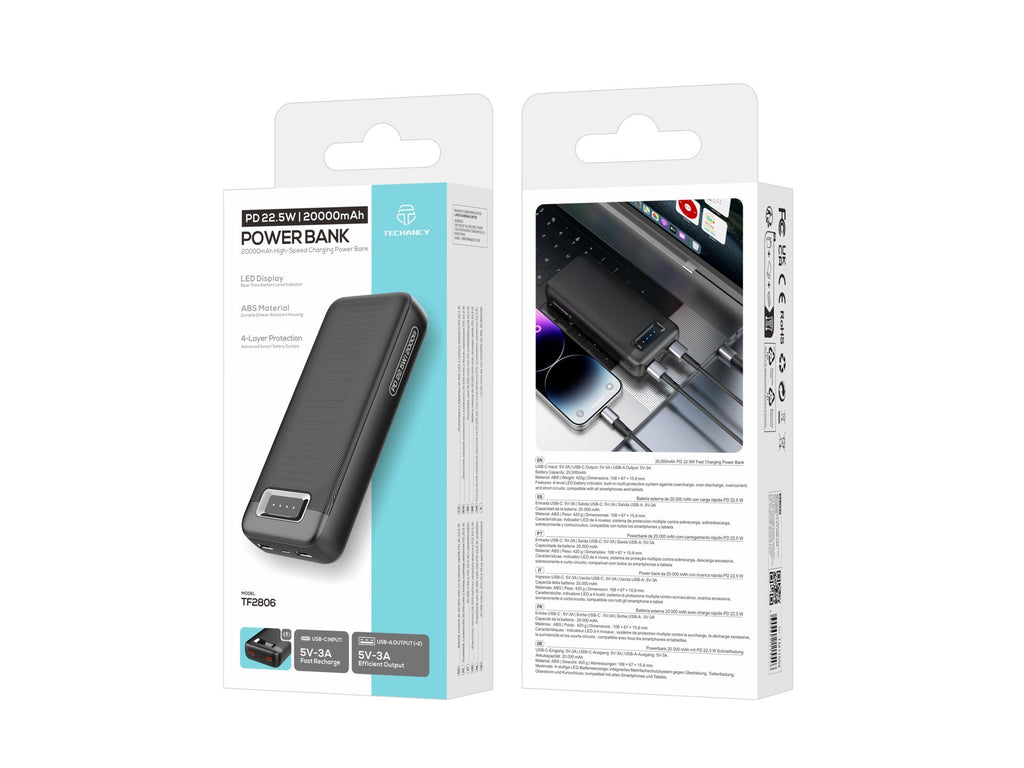 Techancy Varavirtalähde 22,5 W – TF2806 – musta