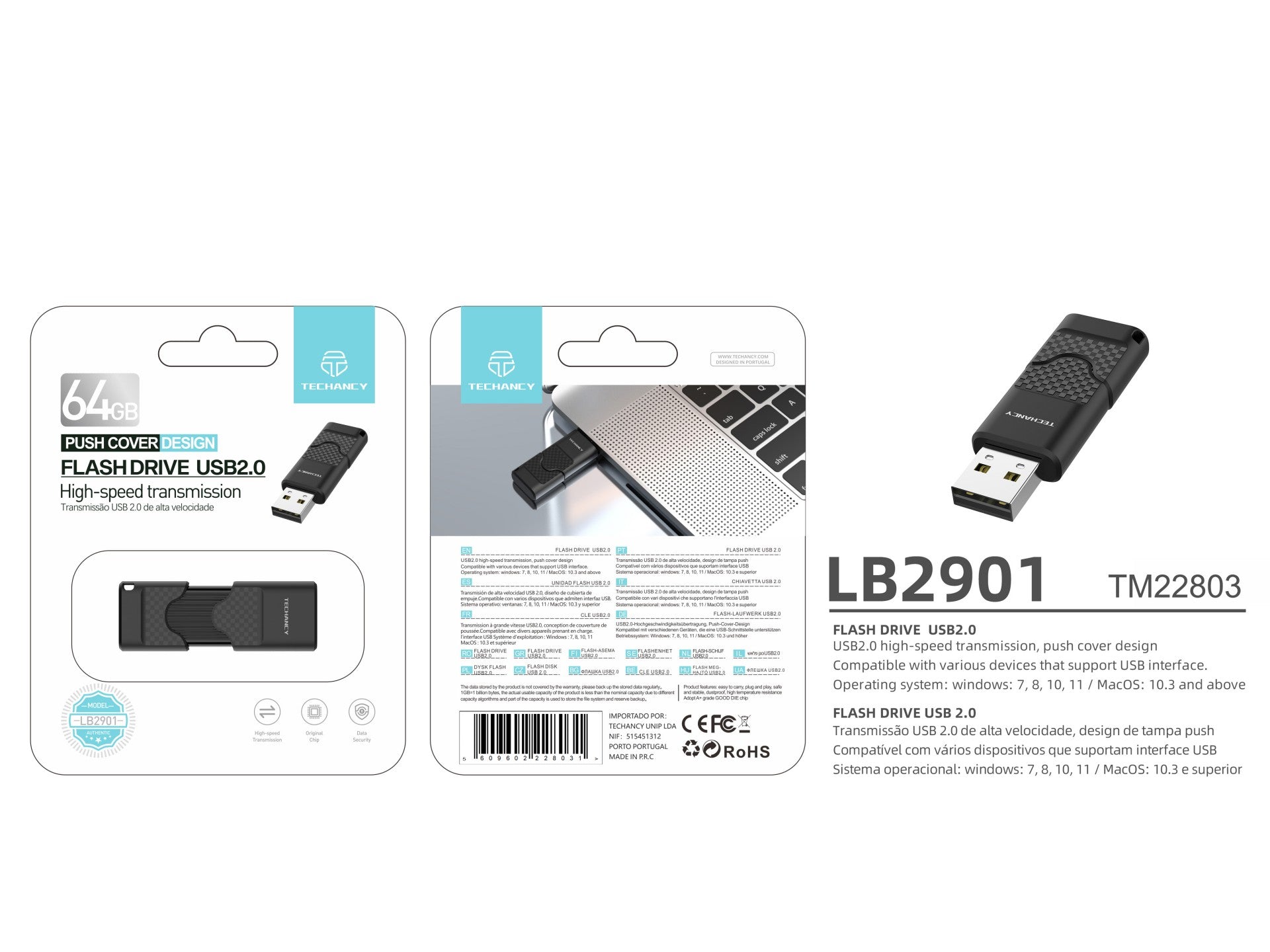 Techancy USB-muistitikku – LB2901 – musta