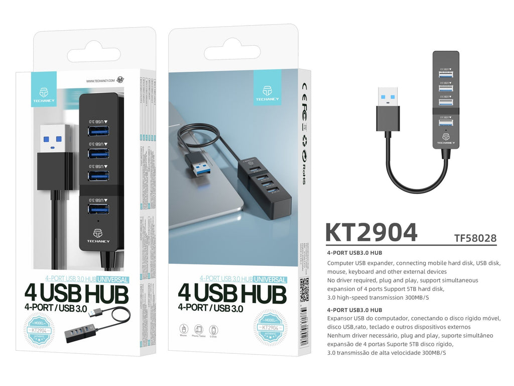 Techancy USB-hubi – KT2904 – musta